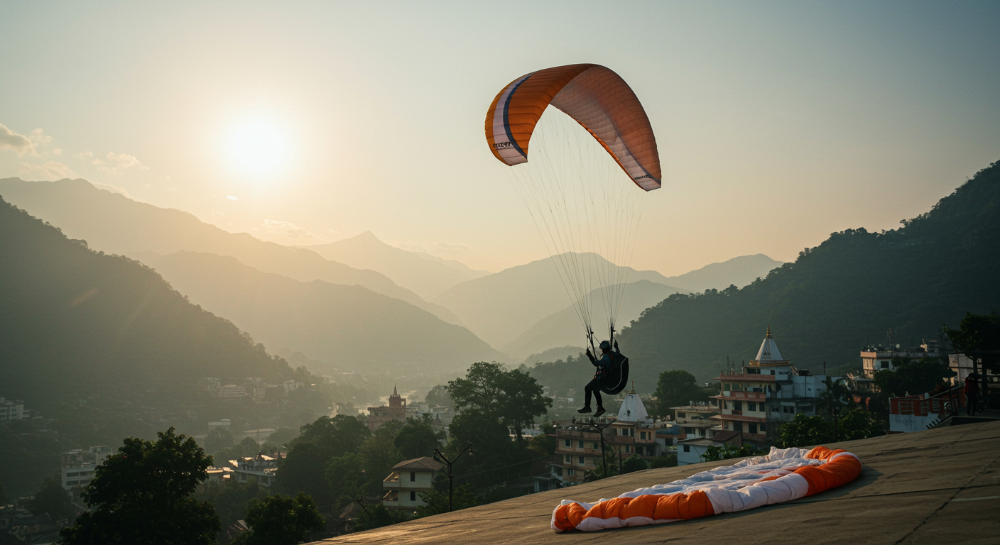 Image for the article 'Achieve Peak Thrills: Your Ultimate Guide to Paragliding in Rishikesh' regarding Tourism.