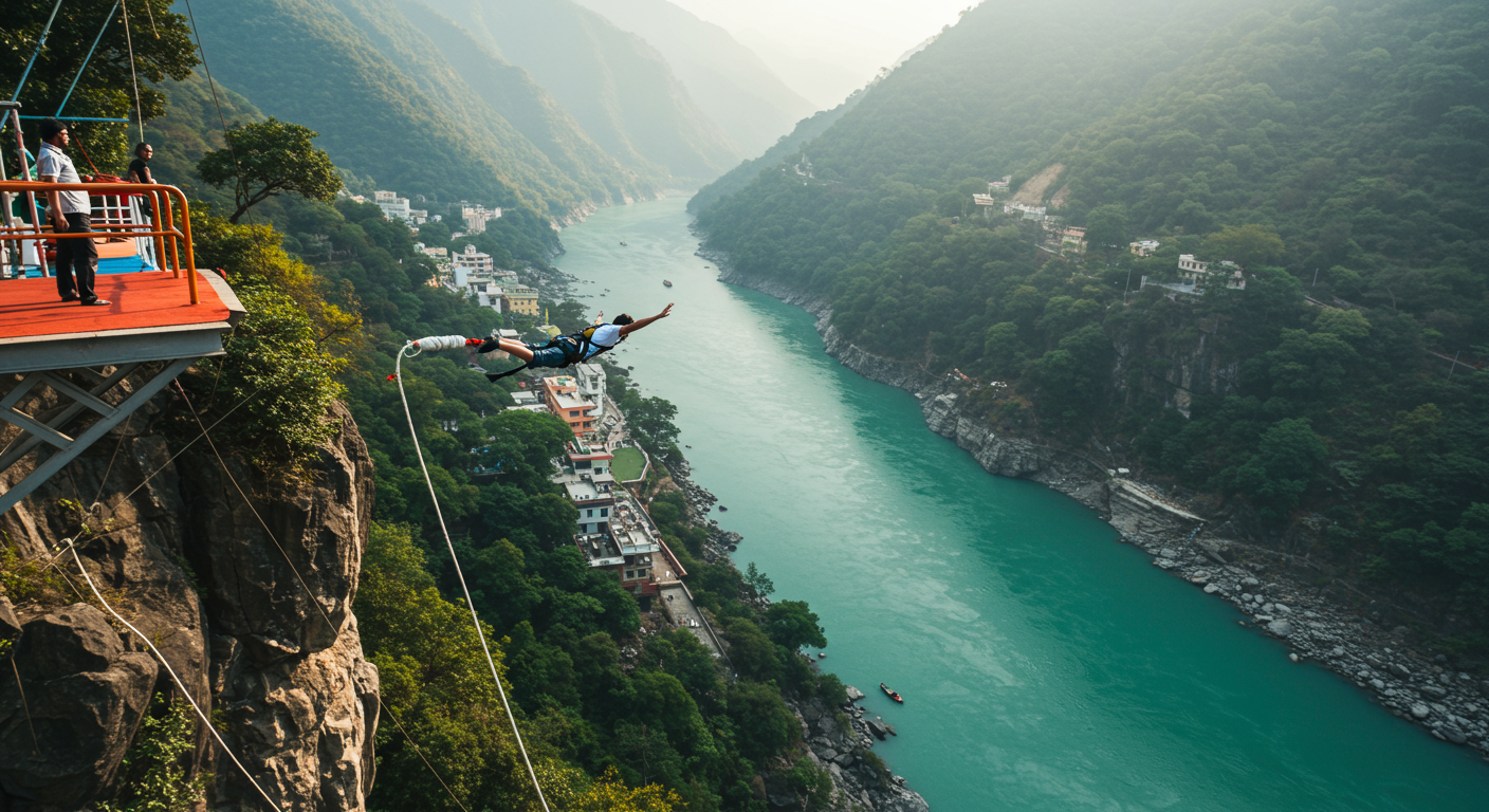 Image for the article 'Choosing Your Thrill: The Ultimate Guide to Bungee Jumping in Rishikesh' regarding Tourism.