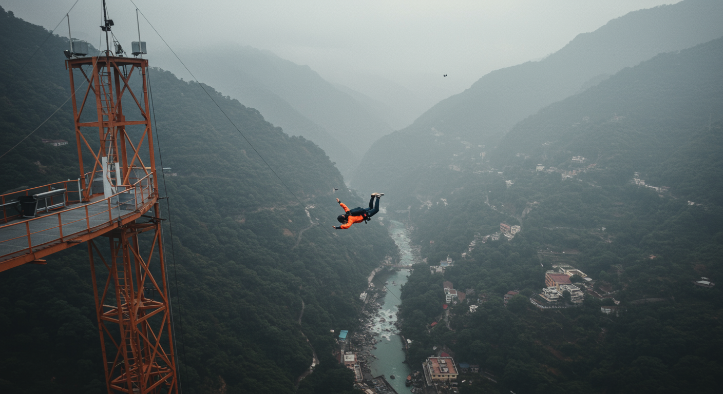 Image for the article 'Conquer Extreme Heights: Rishikesh's 83M Valley Rope Jump – A Thrilling Hot Air Balloon Alternative' regarding Tourism.