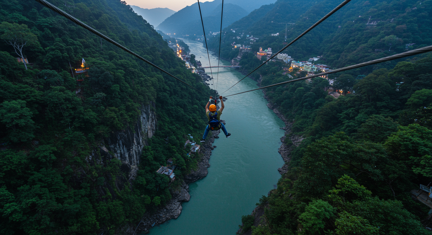 Image for the article 'Conquer the Canyons: Your Definitive Guide to Flying Fox & Zipline explore all Rishikesh adventures on Bucketlistt' regarding Tourism.