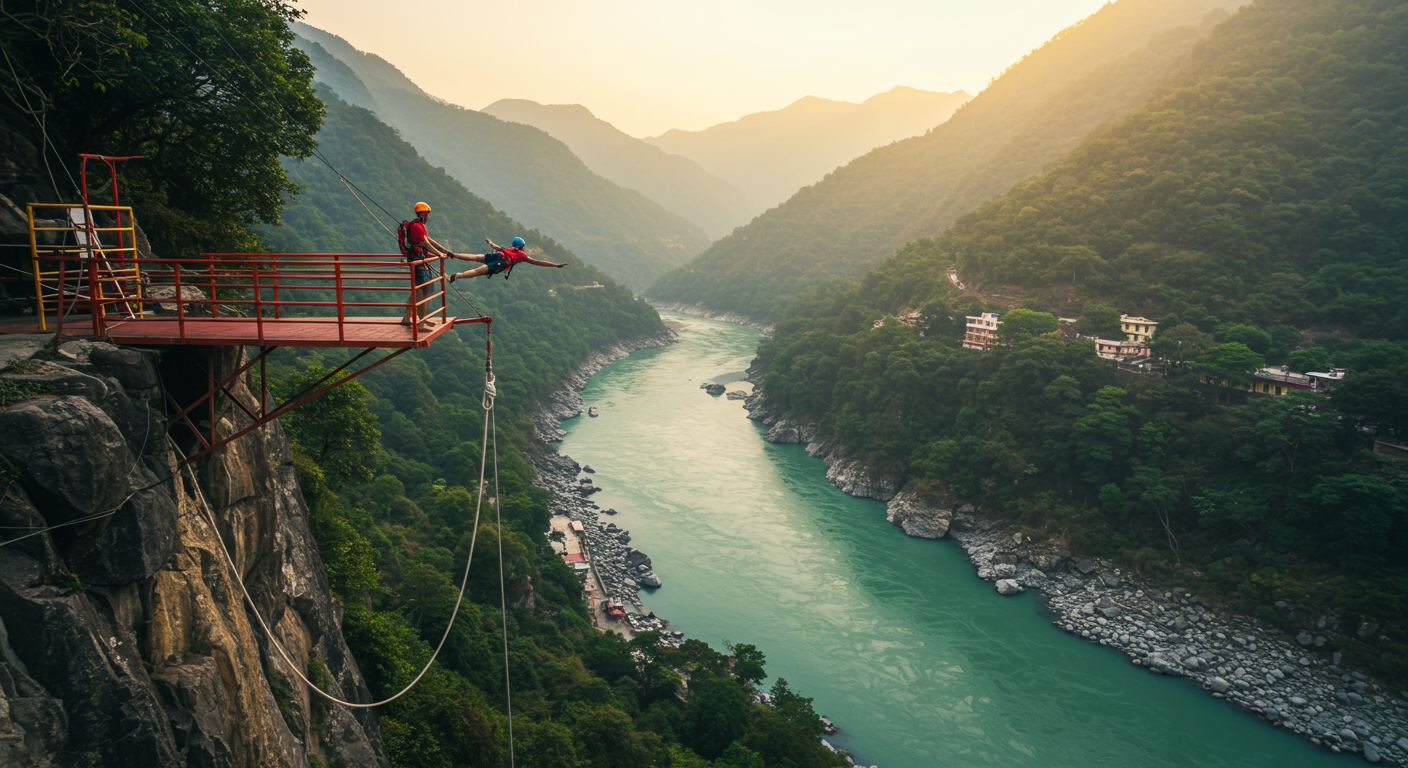 Image for the article 'Conquer the Thrill: Experience Skywalk & Cliff Jumping Rishikesh Safely with BUCKETLISTT' regarding Tourism.