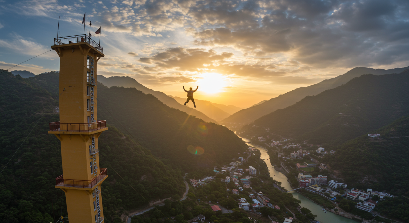 Image for the article 'Conquer the Ultimate Freefall: SCAD Jump explore all Rishikesh adventures on Bucketlistt Thrills Await' regarding Tourism.