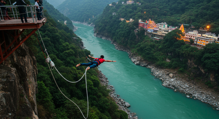 Image for the article 'Defy Gravity: BUCKETLISTT's Thrilling Bungee Jumping in Rishikesh' regarding Tourism.