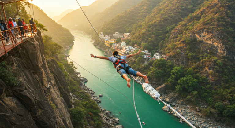 Image for the article 'Experience BUCKETLISTT's Epic Aerial Thrill: Bungee Jumping in Rishikesh' regarding Tourism.
