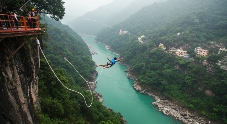 Image for the article 'Experience Thrilling Bungee Jumping in Rishikesh: BUCKETLISTT's 83M Rope Jump' regarding Tourism.