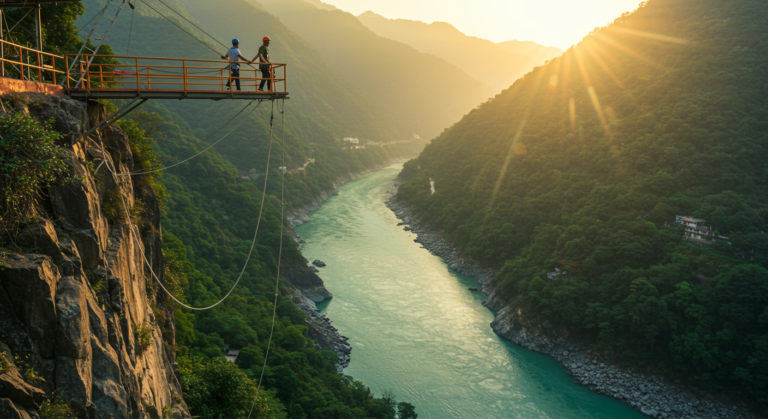 Image for the article 'Experience Unforgettable Thrills: Skywalk & Cliff Jumping explore all Rishikesh adventures on Bucketlistt Adventures' regarding Tourism.
