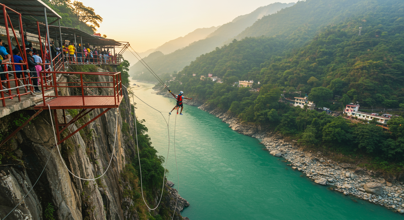 Image for the article 'Experience the Thrill: Skywalk & Cliff Jumping Rishikesh Combo' regarding Tourism.