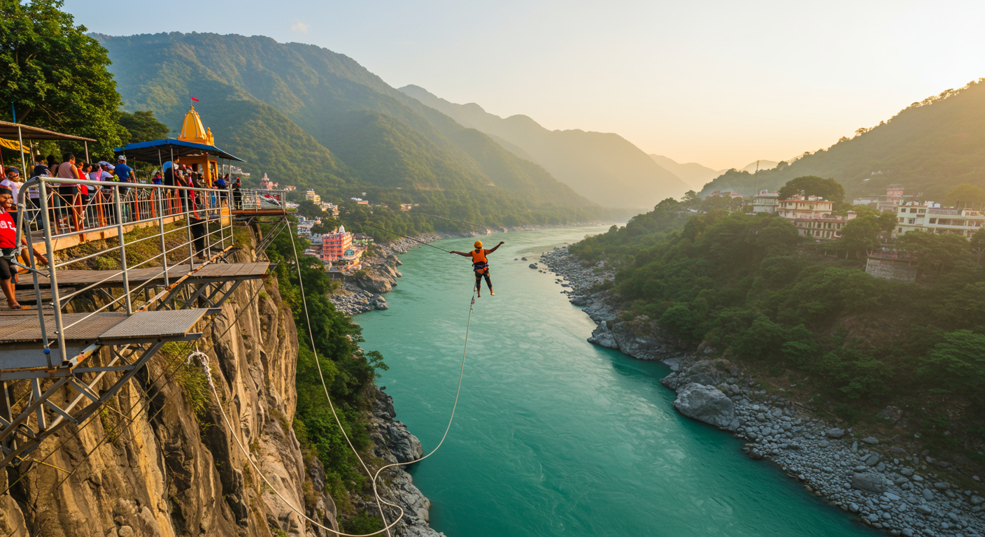 Image for the article 'Experience the Thrill: Skywalk & Cliff Jumping in Rishikesh with BUCKETLISTT's Expert Guides' regarding Tourism.