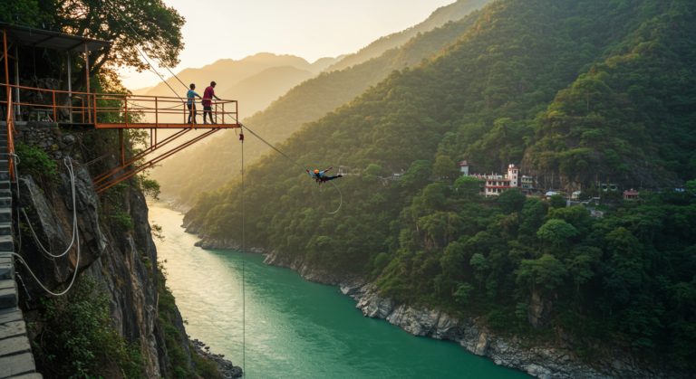 Image for the article 'Feel the Adrenaline Drop: Your Ultimate Guide to Skywalk & Cliff Jumping Rishikesh' regarding Tourism.