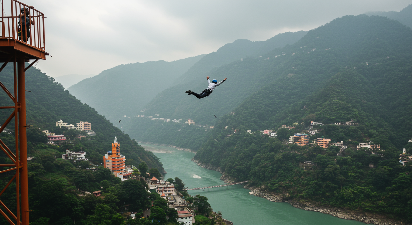 Image for the article 'Secure BUCKETLISTT's 5-in-1 Adventure Package Value: Your Ultimate SCAD Jump Rishikesh Experience' regarding Tourism.