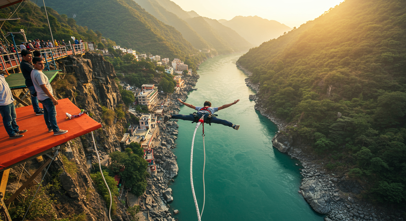 Image for the article 'Seeking Epic Thrills? Bungee Jumping in Rishikesh Delivers Unforgettable Memories' regarding Tourism.