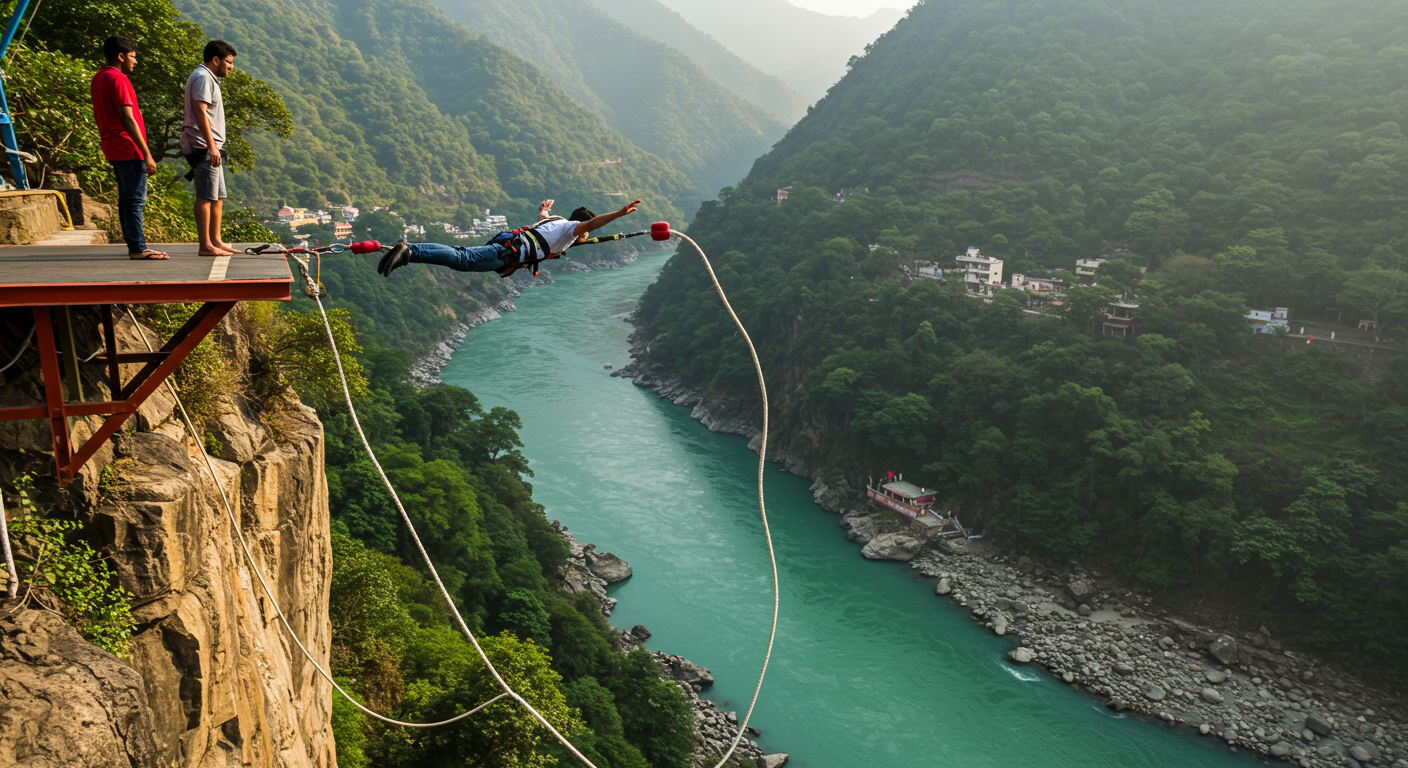 Image for the article 'Seeking Extreme Thrills: Your Ultimate Guide to Bungee Jumping in Rishikesh with BUCKETLISTT' regarding Tourism.