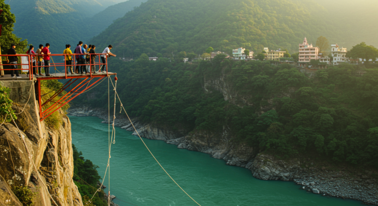 Image for the article 'Skywalk & Cliff Jumping explore all Rishikesh adventures on Bucketlistt: Your Ultimate Freefall Adventure Guide with BUCKETLISTT' regarding Tourism.
