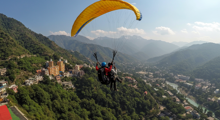 Image for the article 'Soar Above the Himalayas: Your Ultimate Guide to Paragliding in explore all the adventure capital adventures on Bucketlistt' regarding Tourism.