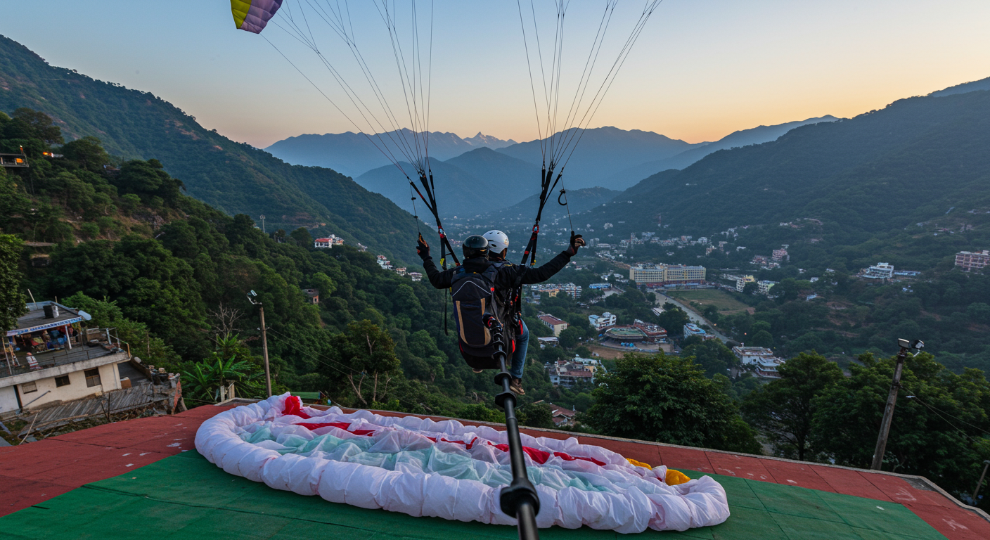 Image for the article 'Soar Above the Sacred Ganges: Your Ultimate Guide to Paragliding in explore all the adventure capital adventures on Bucketlistt' regarding Tourism.