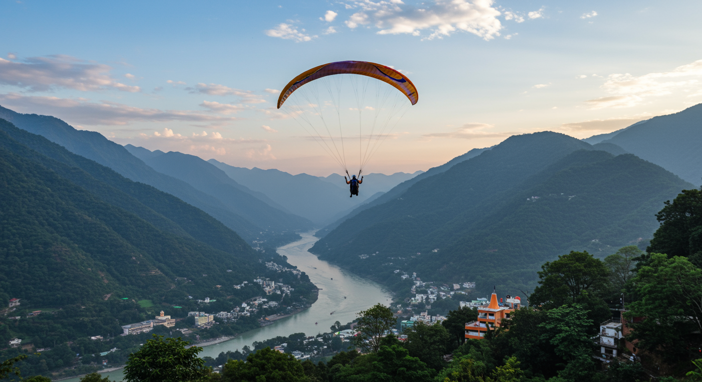 Image for the article 'Soar High: Your Ultimate Guide to Paragliding in Rishikesh' regarding Tourism.