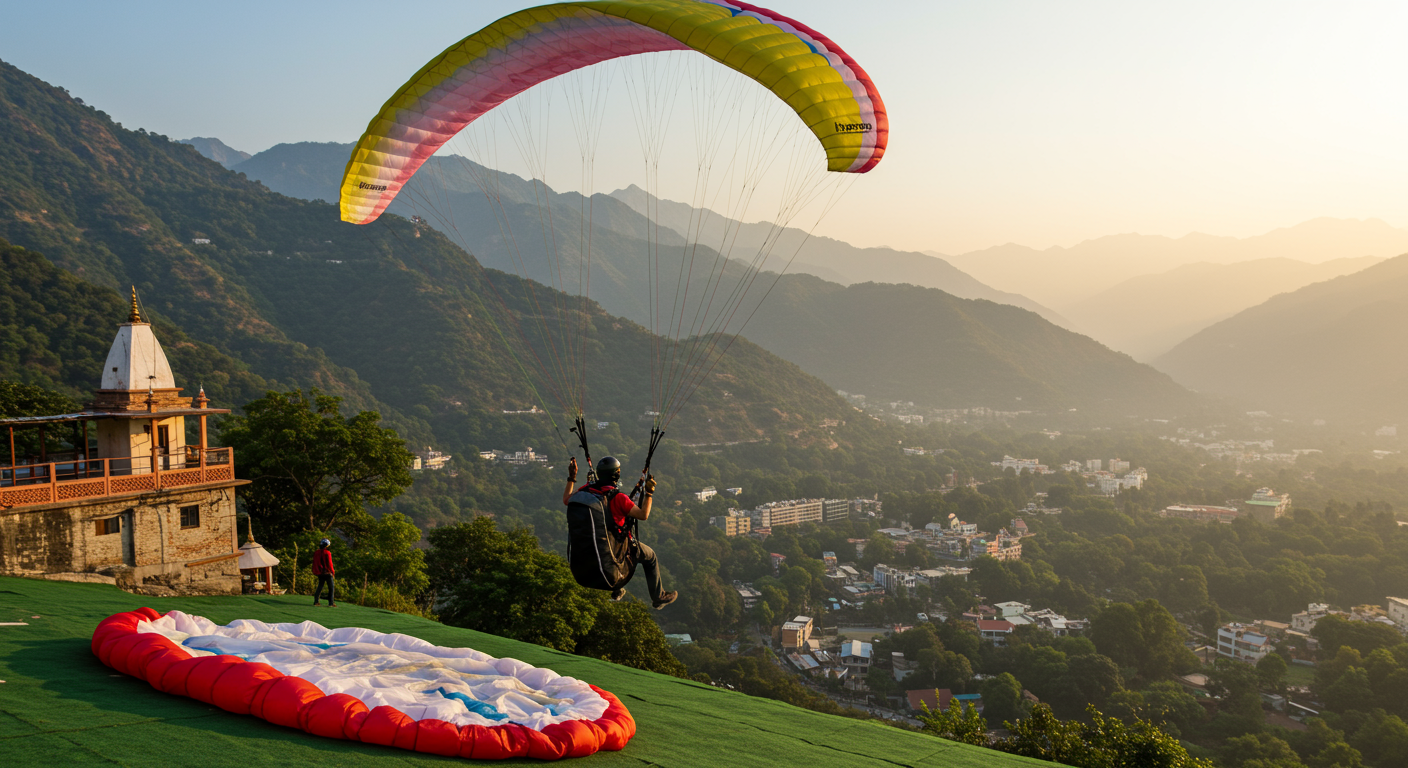 Image for the article 'Soaring Above the Ganges: Your Guide to Paragliding in explore all the adventure capital adventures on Bucketlistt with BUCKETLISTT' regarding Tourism.