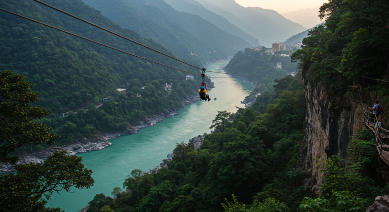 Image for the article 'Soaring Above the Ganges: Your Ultimate Guide to Flying Fox & Zipline Rishikesh' regarding Tourism.