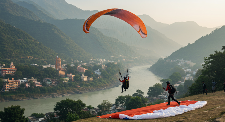 Image for the article 'Your BUCKETLISTT Adrenaline: Soaring High with Paragliding in Rishikesh' regarding Tourism.