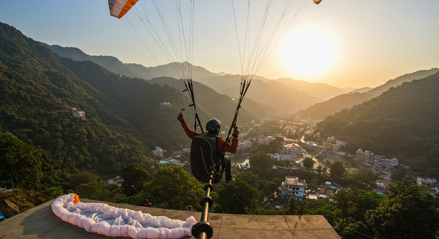 Image for the article 'Best Paragliding in the adventure capital: Your Complete 2026 Guide to Soaring Above the Ganges' regarding Tourism.