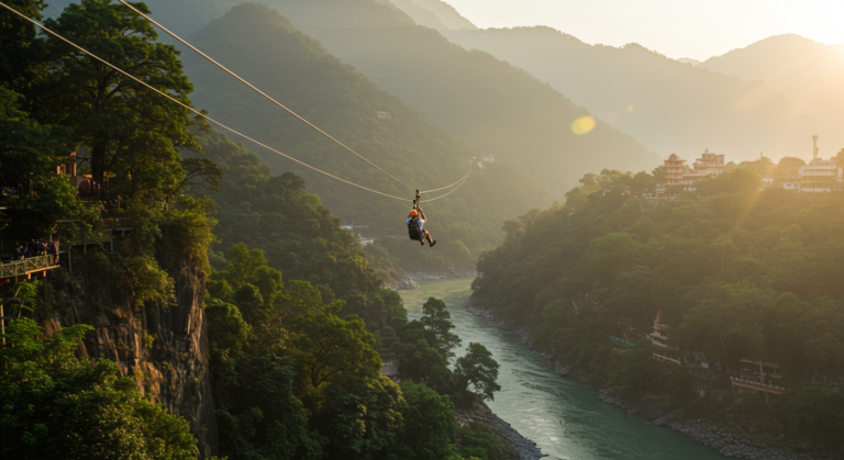 Image for the article 'Soar Above the Ganges: The Ultimate Guide to Flying Fox & Zipline the adventure capital with BUCKETLISTT' regarding Tourism.