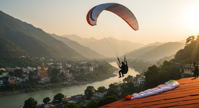 Image for the article 'Soar Above the Ganges: Your Ultimate Guide to Paragliding in explore all the adventure capital adventures on Bucketlistt with BUCKETLISTT' regarding Tourism.